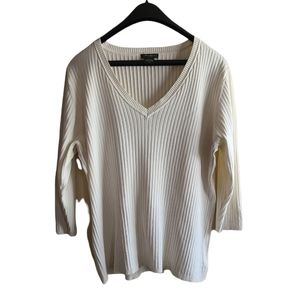 Eddie Bauer women's XL ribbed V neck 3/4 sleeve sweater